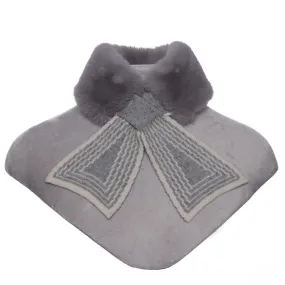 1040712- Grey Knitted Faux Fur Collar - Zelly