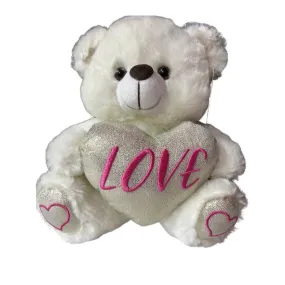 10Inc White Teddy Bear Love Heart