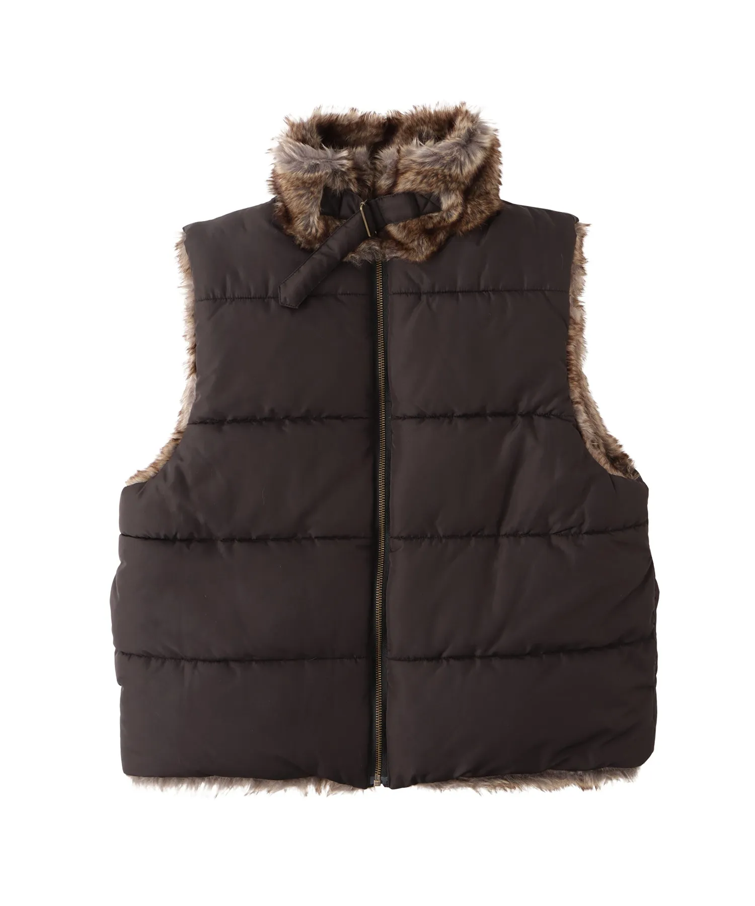 2way stand collar fur vest