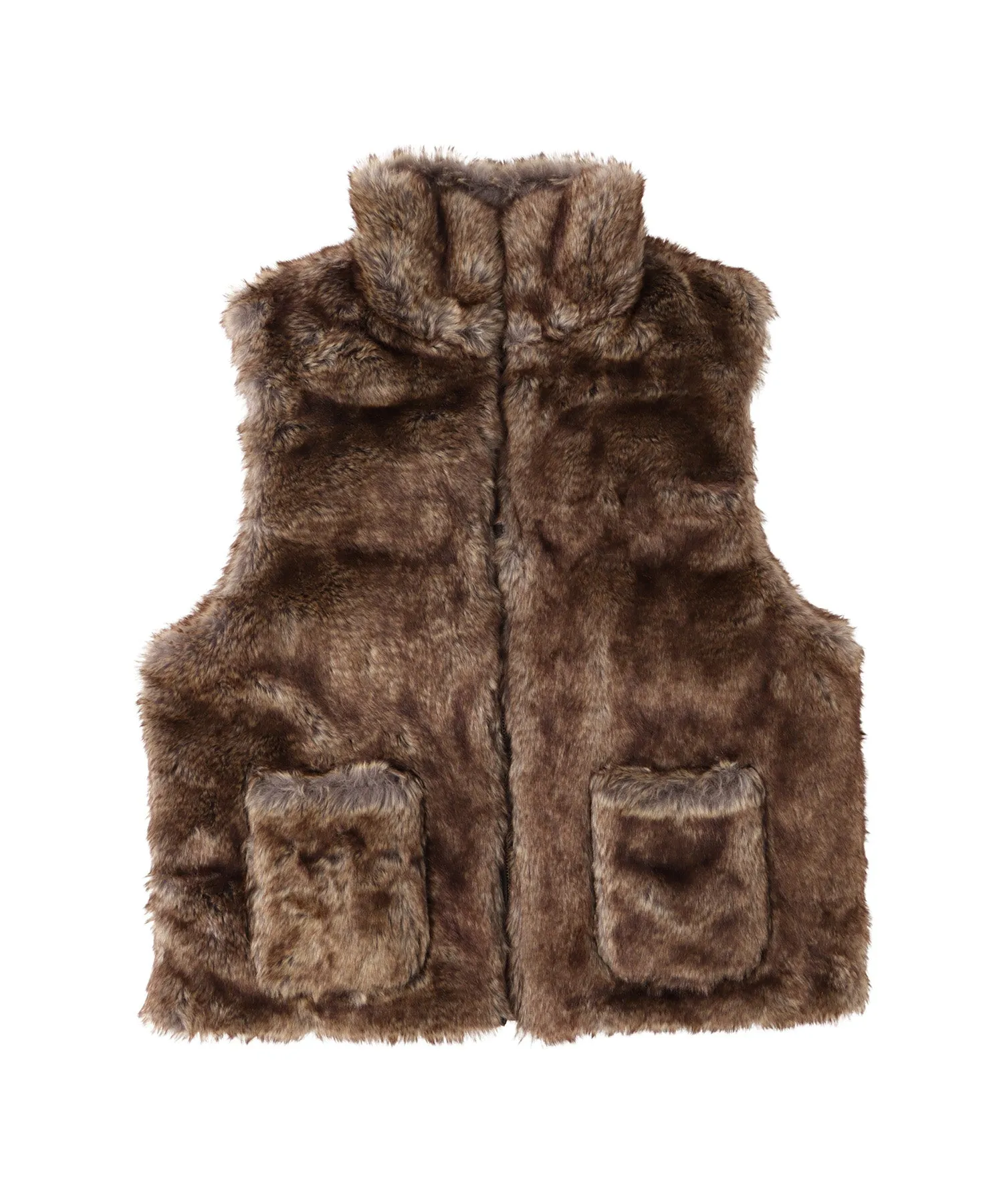 2way stand collar fur vest