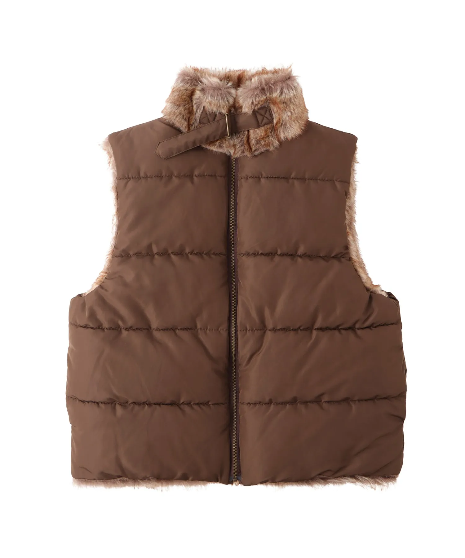 2way stand collar fur vest