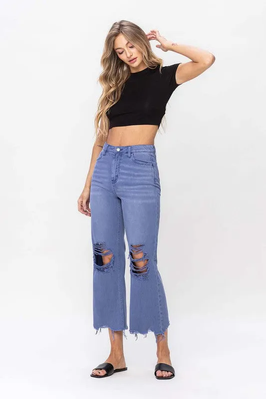 90s Vintage Crop Flare Jeans - Indigo