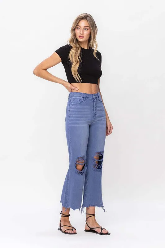 90s Vintage Crop Flare Jeans - Indigo