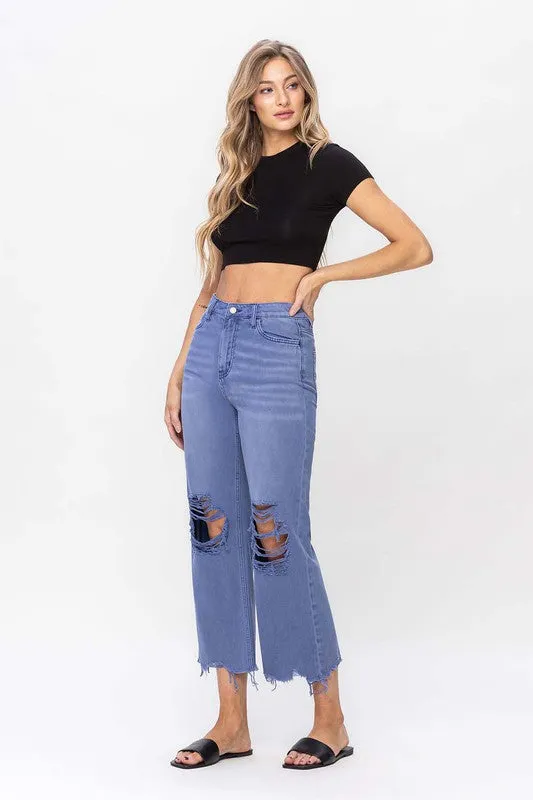 90s Vintage Crop Flare Jeans - Indigo