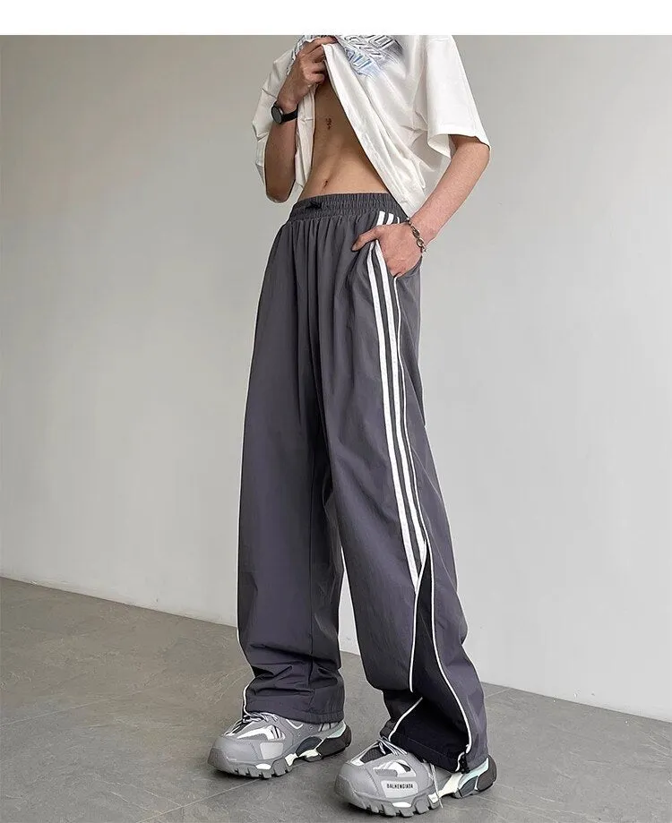 American Men's Baggy Striped Y2K Pants Summer Jogger Techwear Wide Leg Cargo Pants Men Trousers Streetwear Sweatpants Korean