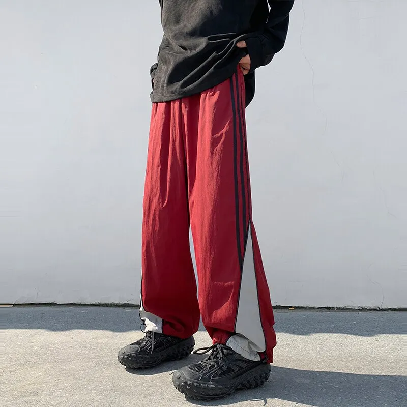 American Men's Baggy Striped Y2K Pants Summer Jogger Techwear Wide Leg Cargo Pants Men Trousers Streetwear Sweatpants Korean