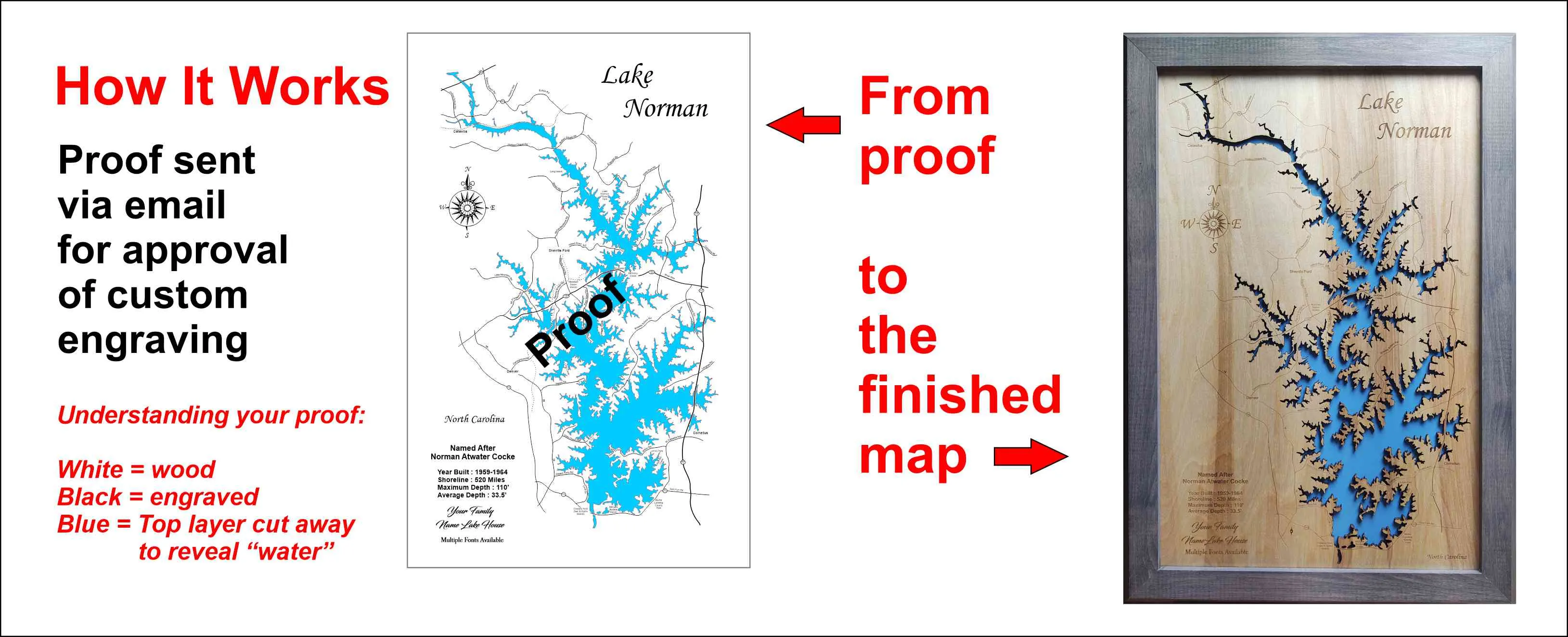 American River - South Fork - Laser Cut Wood Map