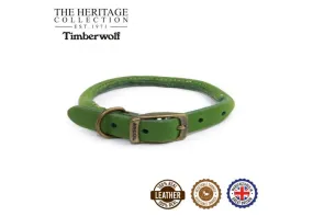 Ancol - Timberwolf Round Leather Collar - Green - Size 7 (50-59cm)