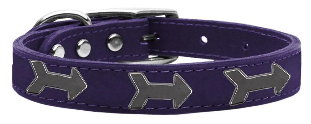 Arrow Widget Genuine Leather Dog Collar Purple 10