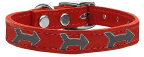 Arrow Widget Genuine Leather Dog Collar Red 16