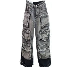 Ash Gradient Multi-Pocket Denim Jeans