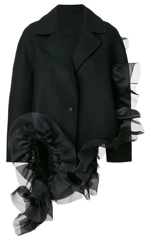 Asymmetric Ruffle Coat