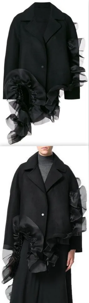 Asymmetric Ruffle Coat