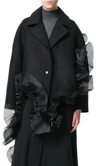 Asymmetric Ruffle Coat