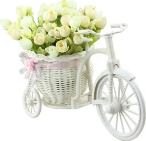 AWANI TRENDS Plastic Romantic Artificial Flower Basket Cycle, 25L x 12W x 18H Centimeters