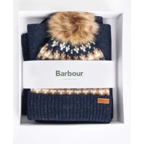 Barbour Eden Fairisle Beanie & Scarf Gift Set - Navy