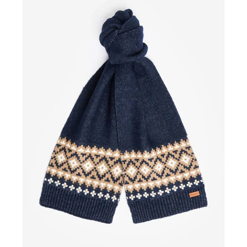 Barbour Eden Fairisle Beanie & Scarf Gift Set - Navy