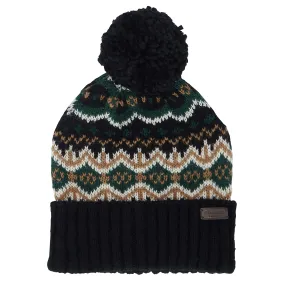 Barbour Mens Case Fairisle Beanie Hat Green Lock