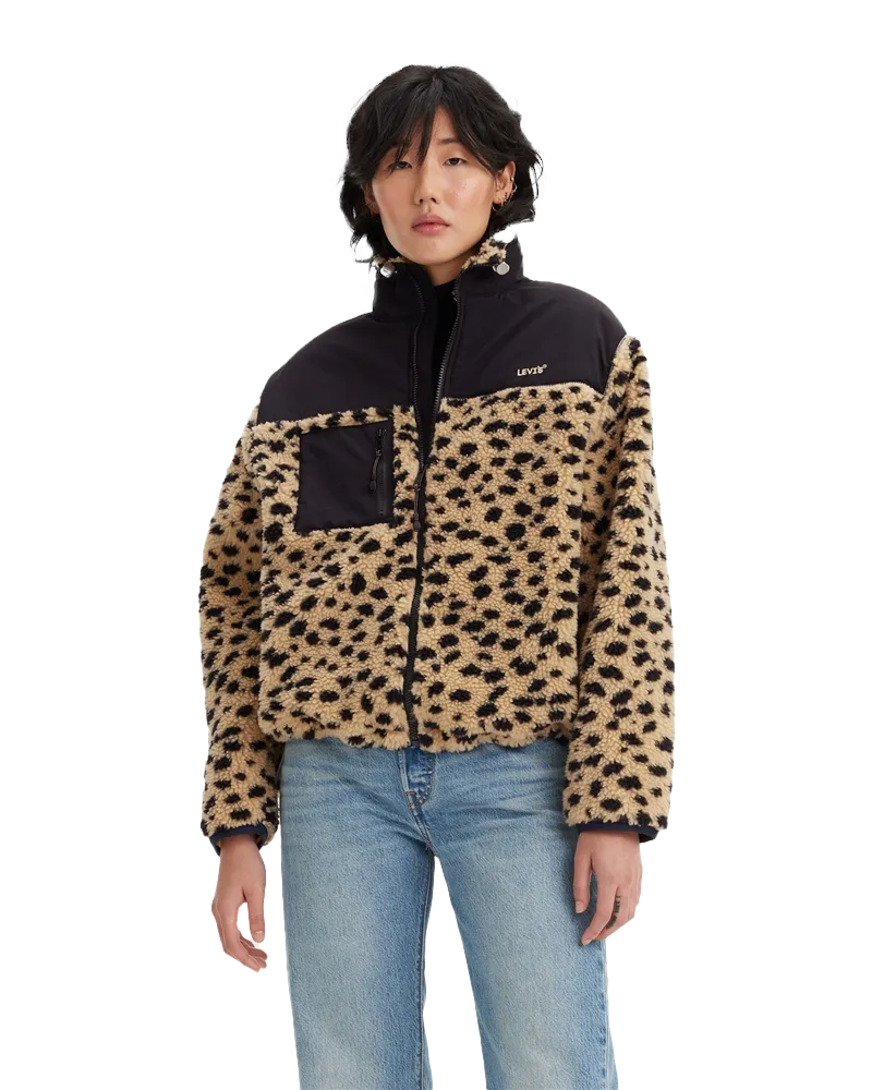 Big Foot Sherpa Fleece Jacket in Leopard