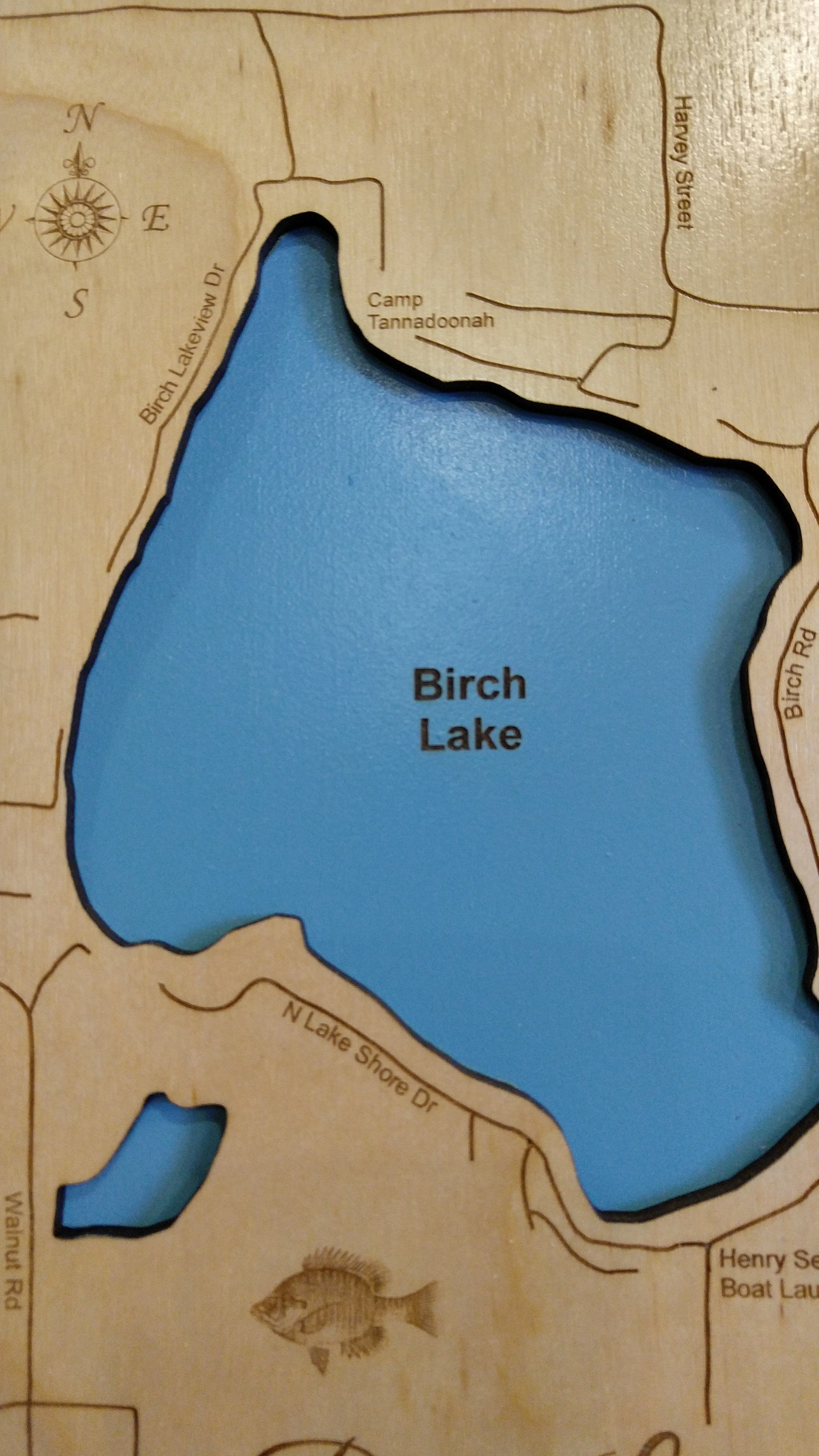 Birch Lake, MI - Laser Cut Wood Map