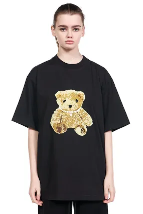 Black Embroidered Teddy T-shirt