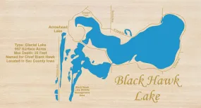 Black Hawk Lake, IA - Laser Cut Wood Map