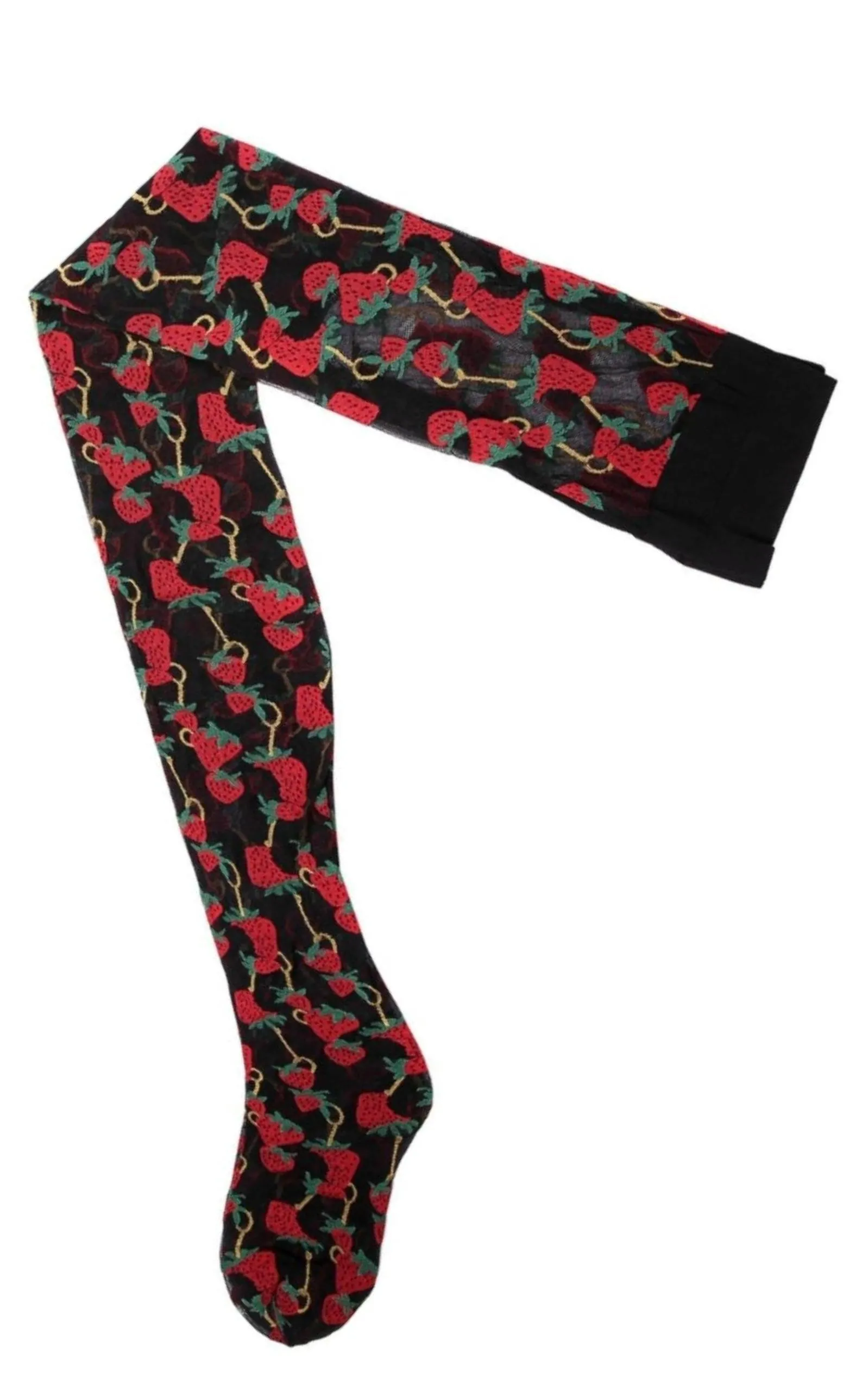 Black Strawberry Logo Horse-bit Tights