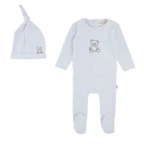 Bondoux Teddy Soft Velour Footie & Bonnet Set (Boys and Girls)