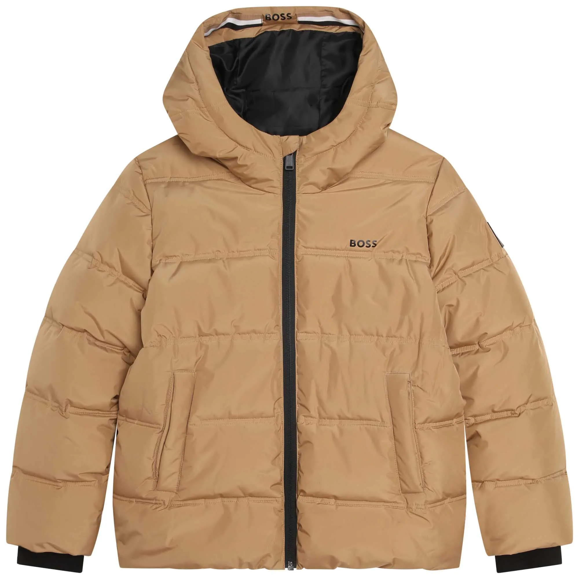 Boss - Tan padded coat with hood