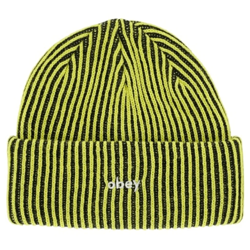 Bowery 2 tone rib beanie - Fluorescent green multi