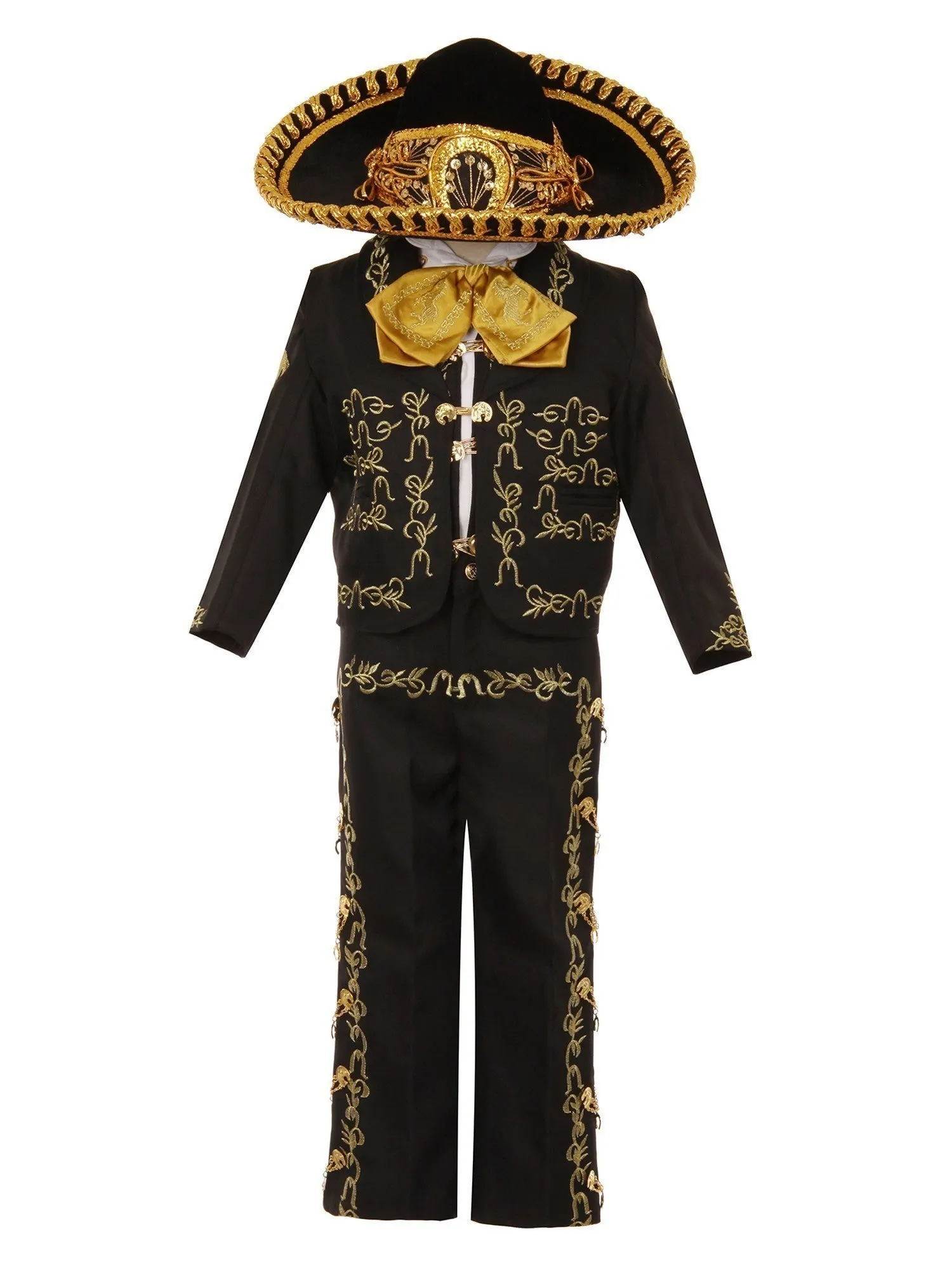 Boys Multi Color Rooster Embroidery Elegant 6 Pc Charro Suit 12M-14