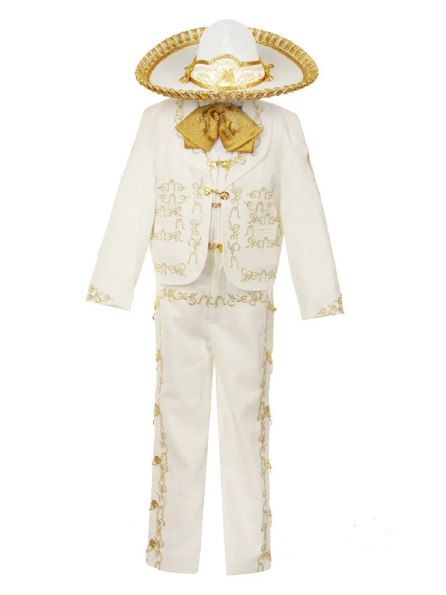 Boys Multi Color Rooster Embroidery Elegant 6 Pc Charro Suit 12M-14