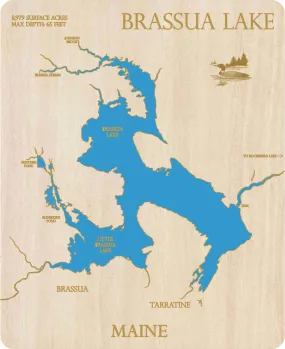 Brassua Lake, ME - laser cut wood map