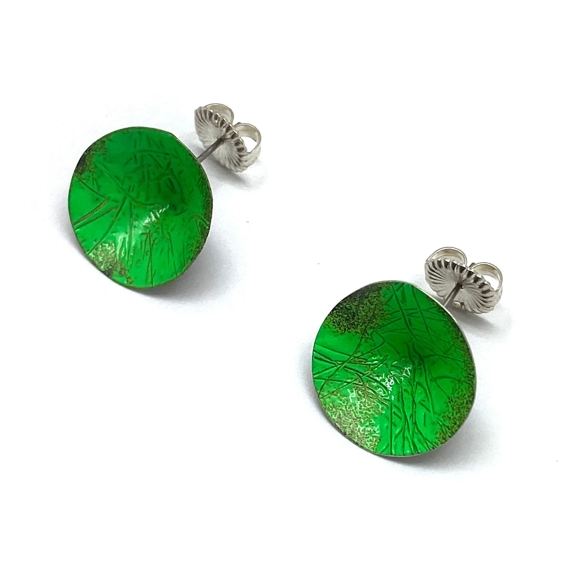 Bright Green Cone Earrings