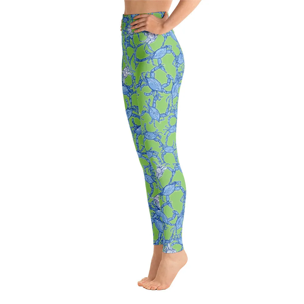 Bushel Of Mini Crabs Yoga Leggings in Green