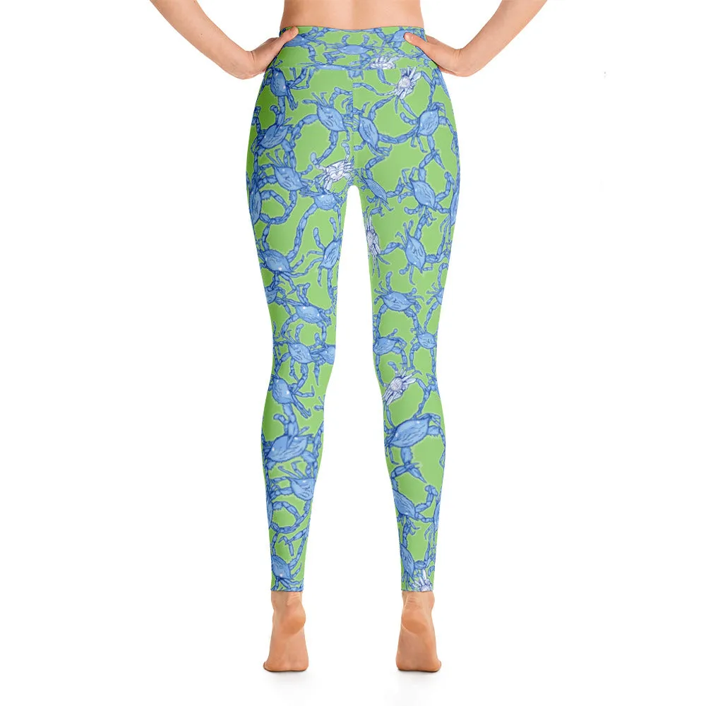 Bushel Of Mini Crabs Yoga Leggings in Green