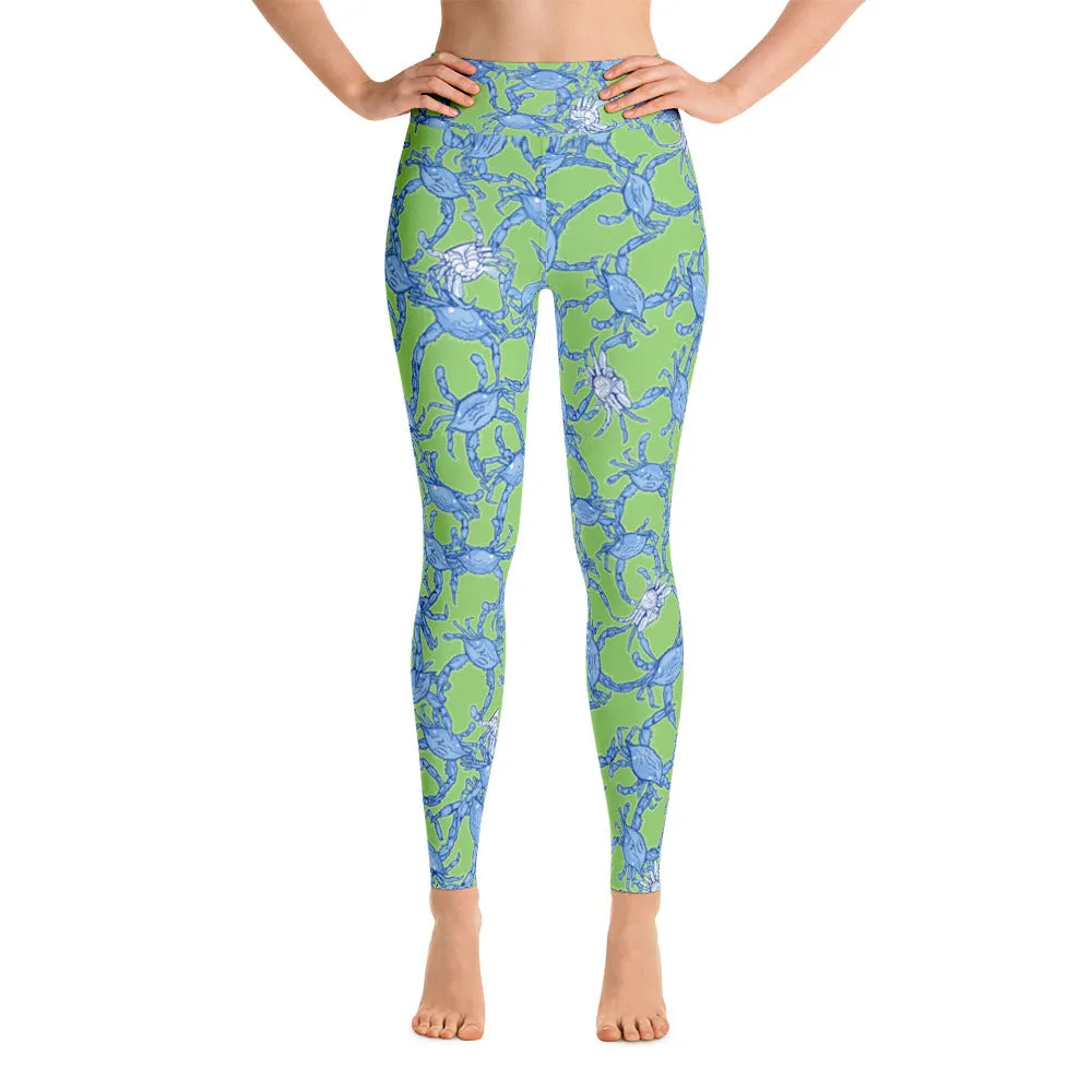 Bushel Of Mini Crabs Yoga Leggings in Green