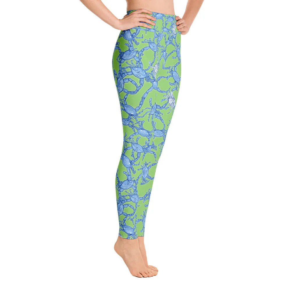 Bushel Of Mini Crabs Yoga Leggings in Green