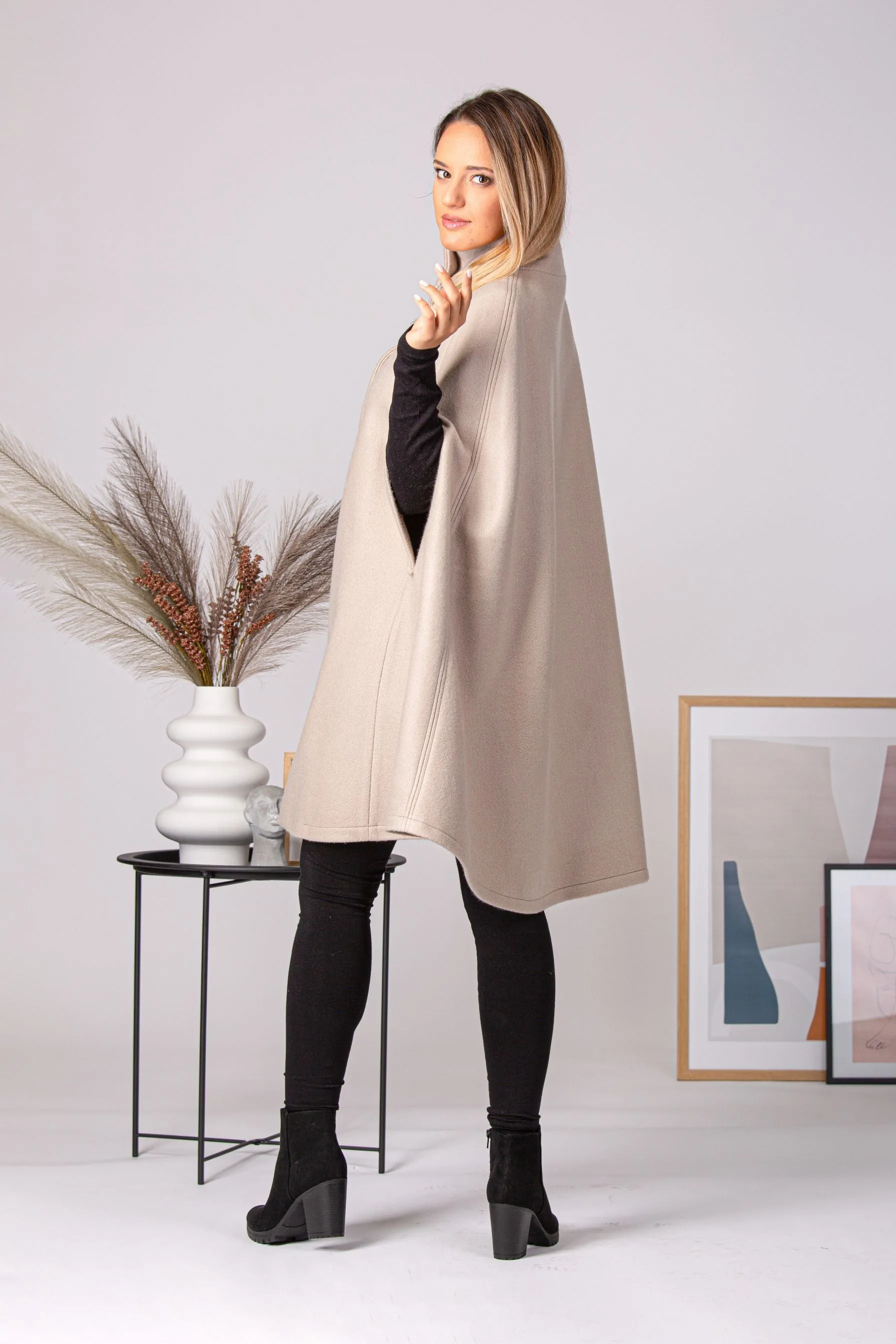 Buttoned Poncho Coat