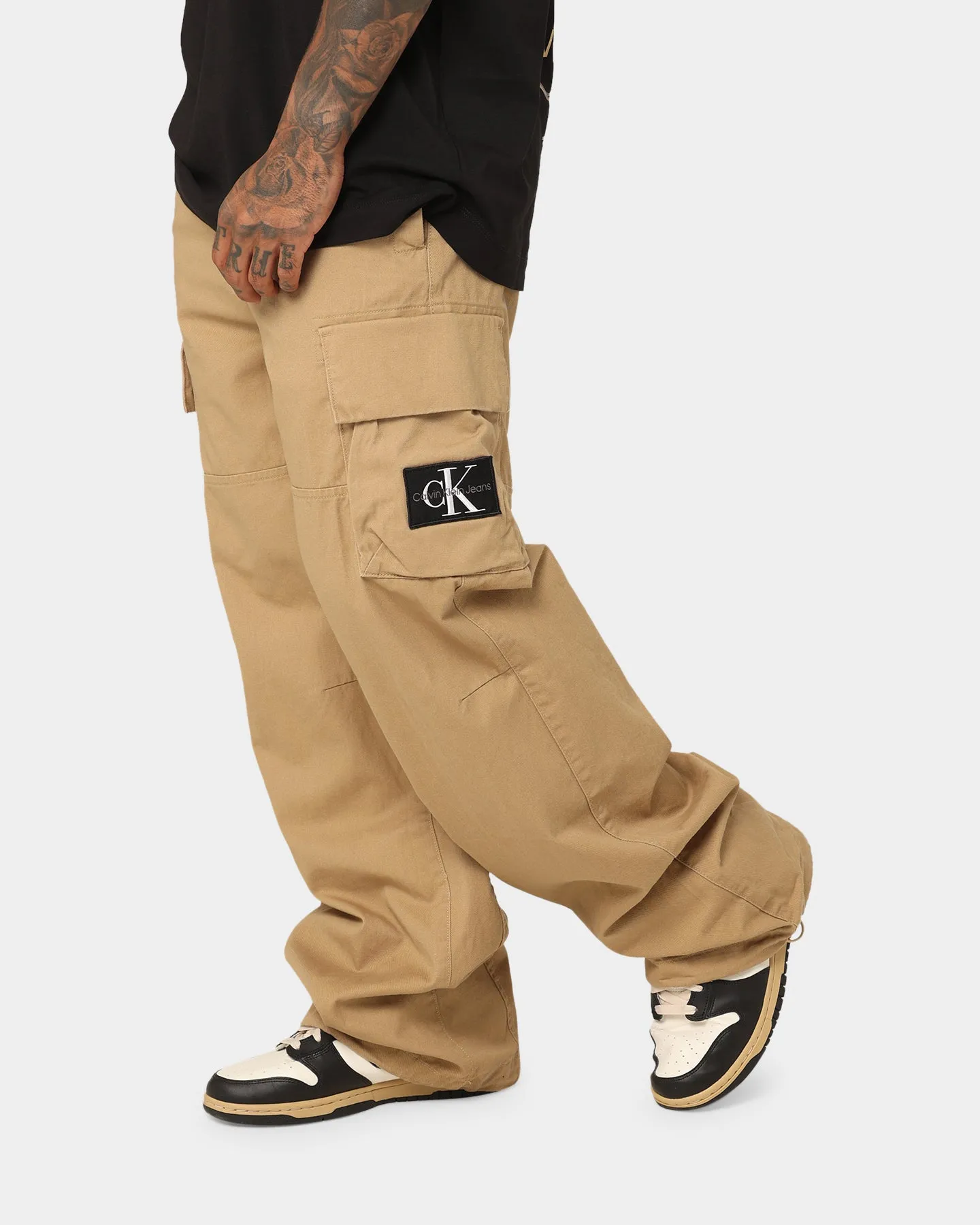 Calvin Klein Badge Woven Cargo Pants Travertine