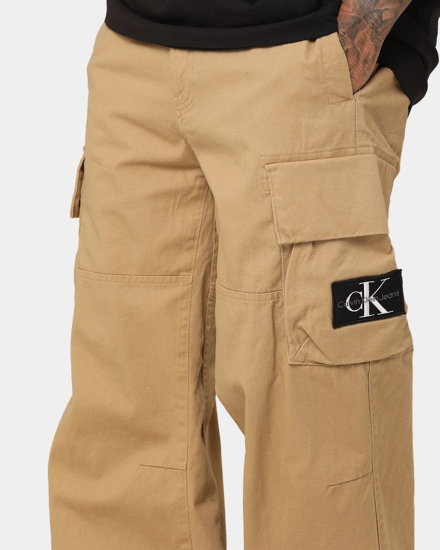 Calvin Klein Badge Woven Cargo Pants Travertine