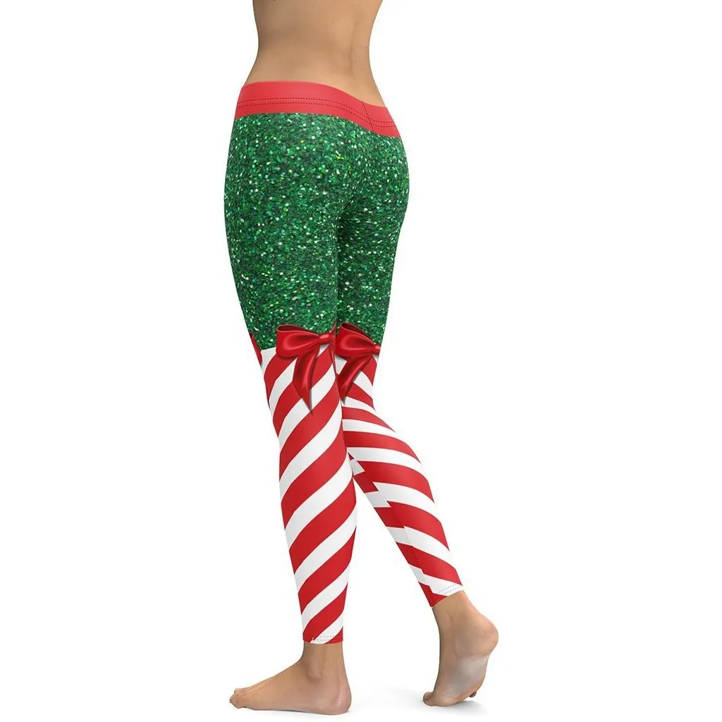 Candy Stripe Christmas Leggings