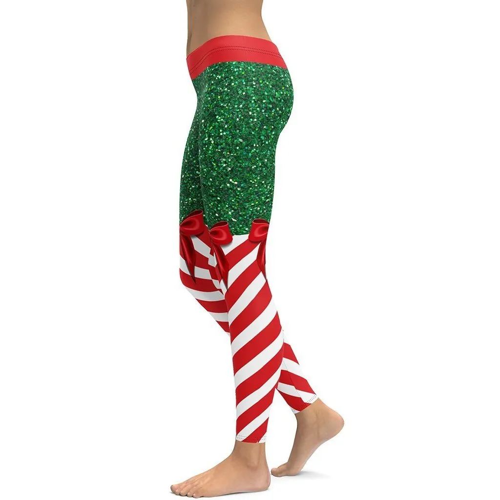 Candy Stripe Christmas Leggings