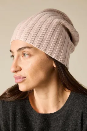 Cashmere Alex Rib Beanie in Bisque