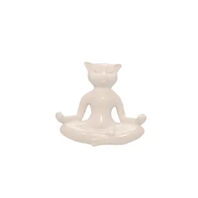 Ceramic 7" Yoga Cat, White