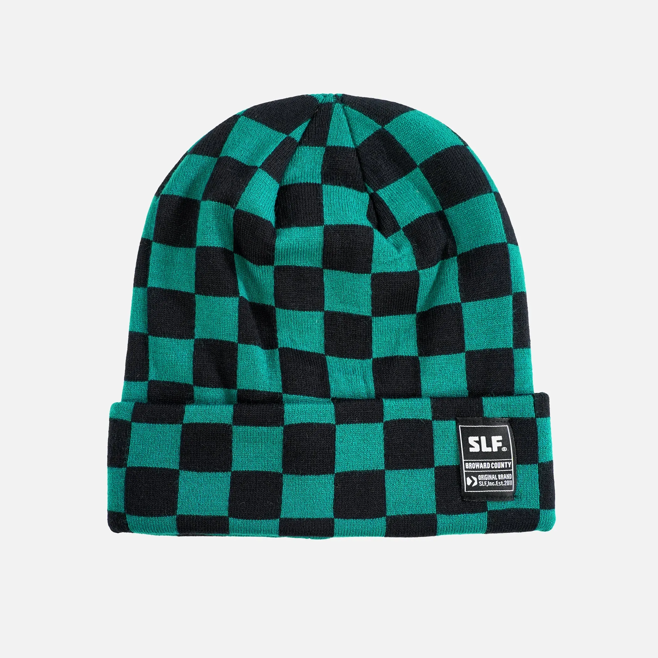 Checkered Teal Black Beanie