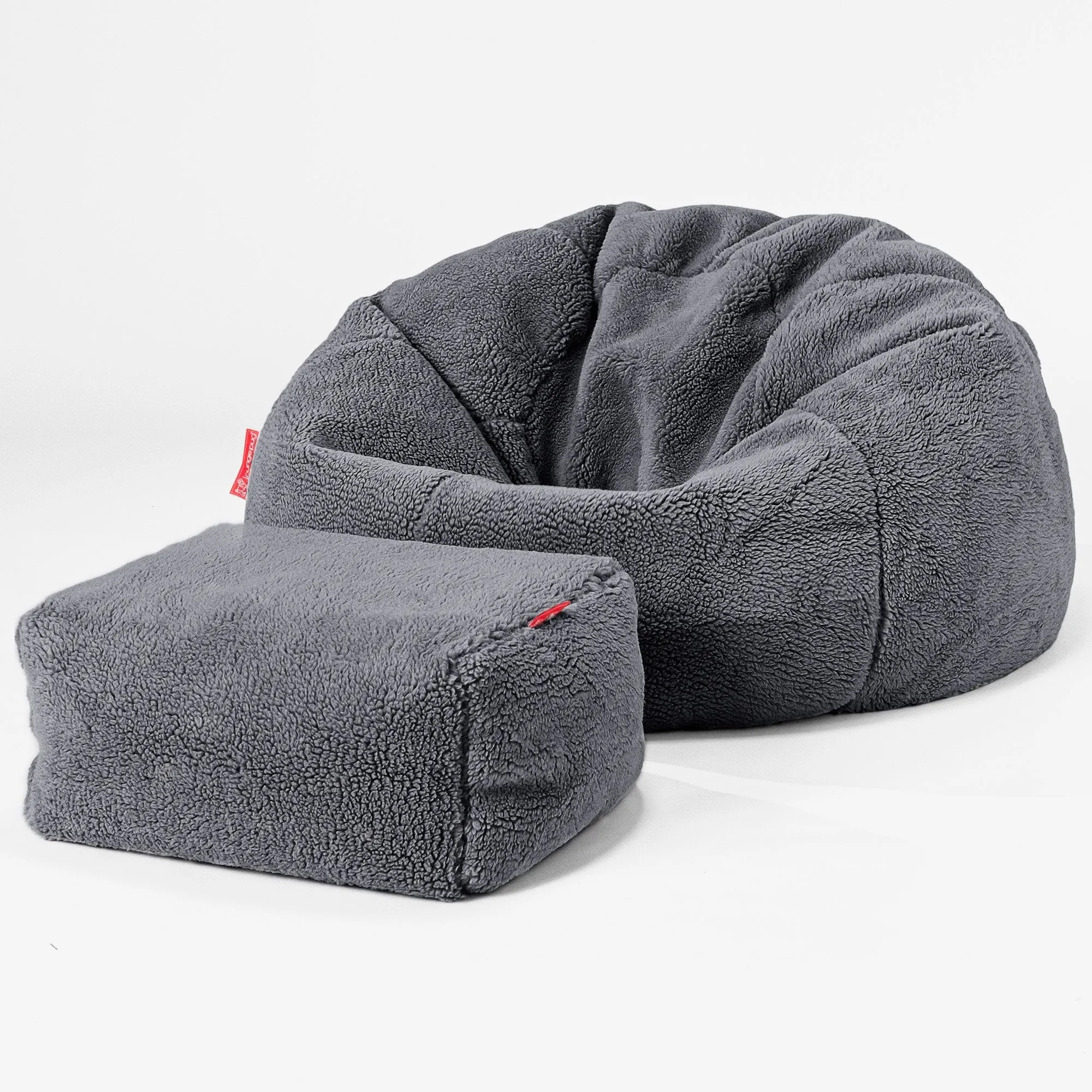 Classic Bean Bag Chair - Teddy Faux Fur Dark Grey