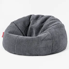 Classic Bean Bag Chair - Teddy Faux Fur Dark Grey