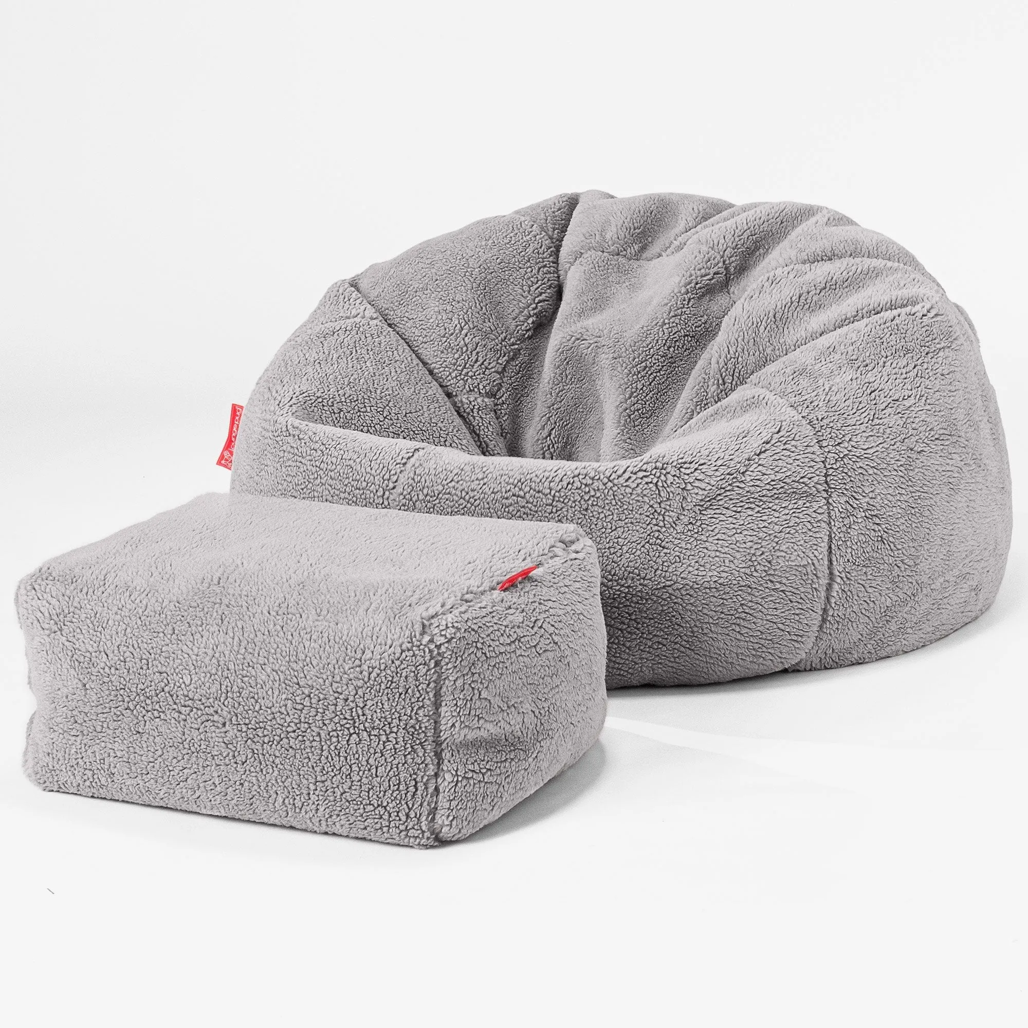 Classic Bean Bag Chair - Teddy Faux Fur Medium Grey