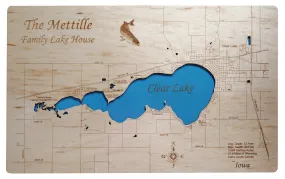 Clear Lake, Iowa - Laser Cut Wood Map